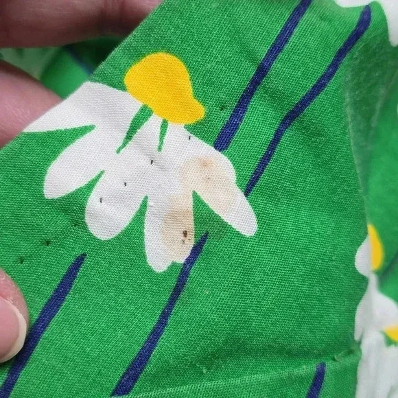 {Catherine Carr} 60s Women's Vintage Green Floral Print Apron Dress - Picture 12 of 13